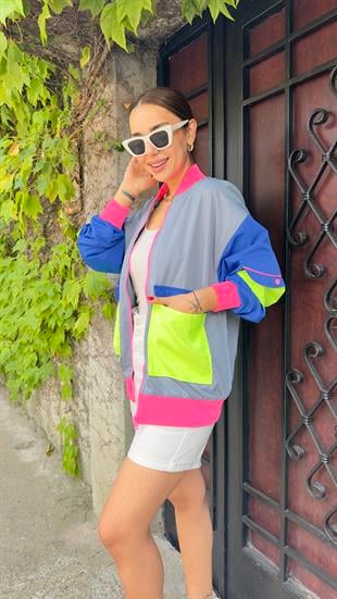 Neon Renk Geçişli Tasarım Ceket