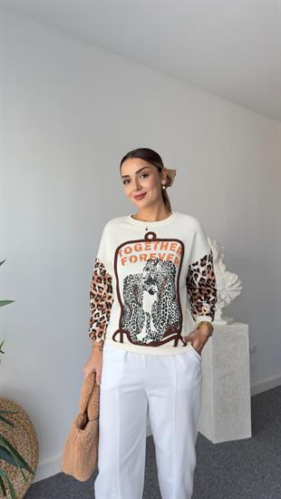 Brat Kollar Leopar Desenli Baskılı Sweat
