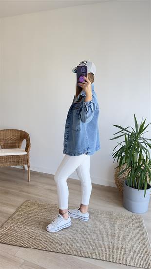 Renkli Nakış Detay Kot Ceket