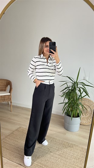 Polo Yaka Çizgili Basic Sweat