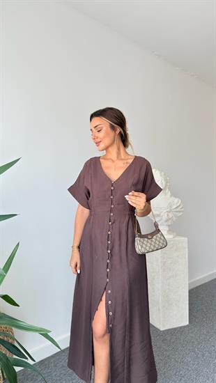 Kahve Voul Zra Model Tensel Elbise