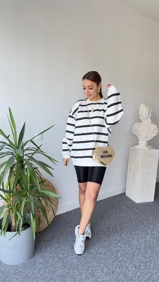 Raise Siyah Çizgili Şardonlu Sweat