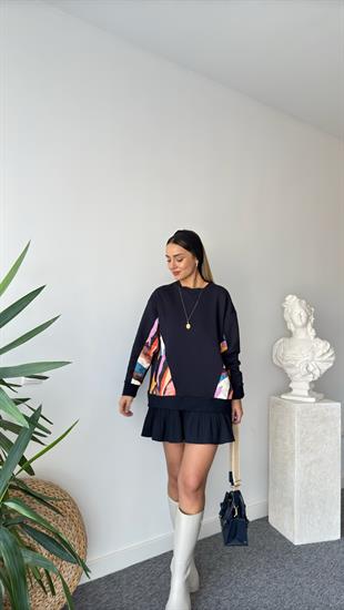 Cepleri Renkli Lacivert Sweatshirt