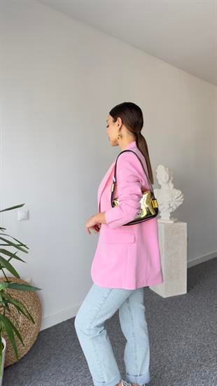 Pembe Vessi Tek Düğme Blazer Ceket
