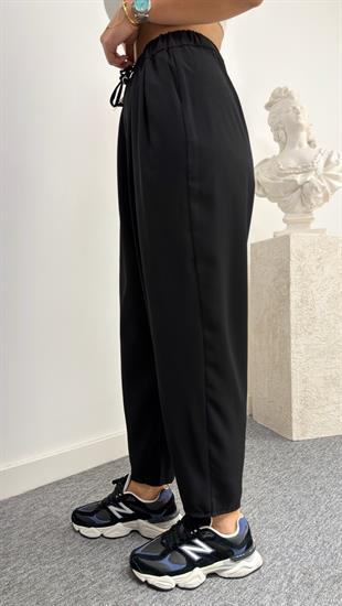 Siyah Lucka Pileli Şalvar Model Pantolon