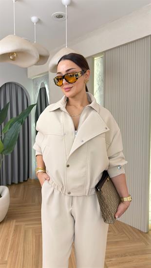 Bej Lida Premium Astarlı Ceket Pantolon Takım