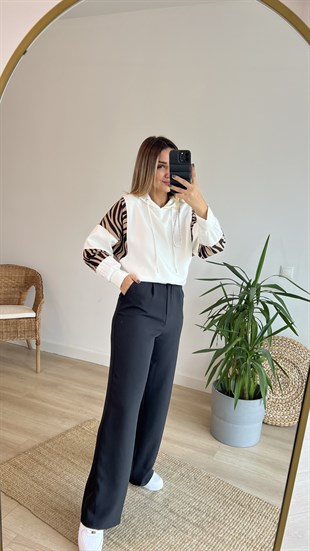 Kolları Zebra Detaylı Sweatshirt