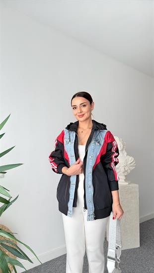 Lerna Renkli Paraşüt Detaylı Sırt Yazılı Ceket