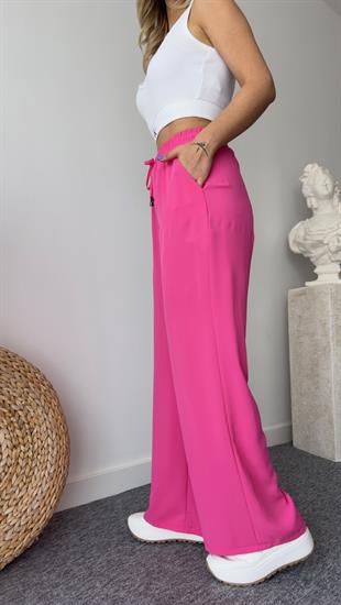 Carla Bel Lastikli Pembe Palazzo Pantolon