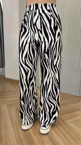 Lares Zebra Desenli Yüksek Bel Pantolon