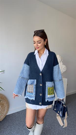 Lesa Kot Garnili Lacivert Hırka