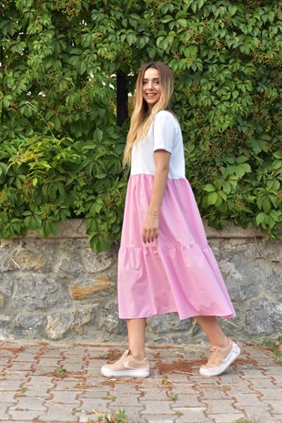 Şeker Pembe Poplin Elbise