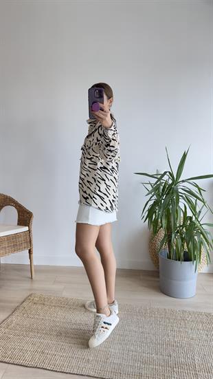 Viva Sırtı İşlemeli Zebra Desenli Ceket