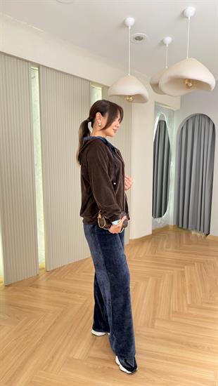 Slevi Kahve Lacivert Mix Premium Kadife Takım