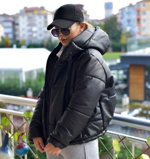 Zara Model Şişme Deri Mont