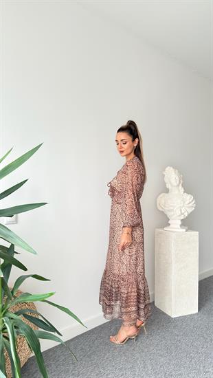Fırfırlı Desenli Zra Model Elbise 
