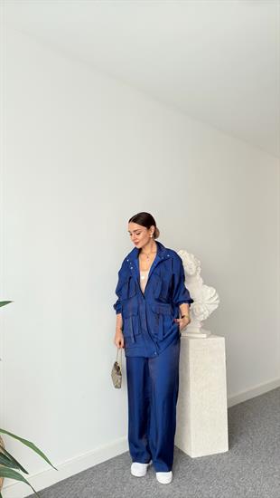 Mavi Vuaye Cep Detaylı Takım  