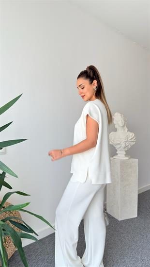 Beyaz Waid Taş Detaylı Modal Takım