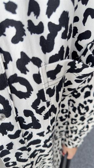 Keny Leopar Desen Gabardin Ceket