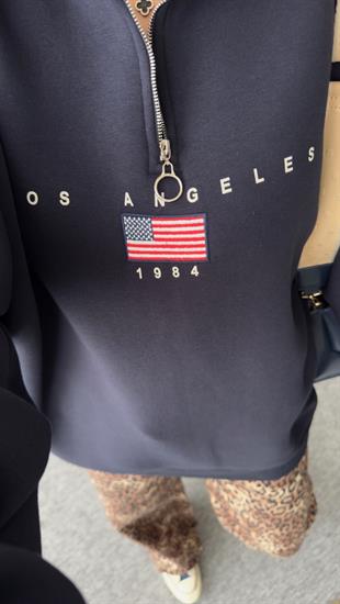 Los Angeles Nakışlı Lacivert Sweatshirt