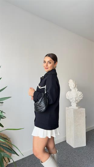 Siyah Hermina Premıum Doku Ceket