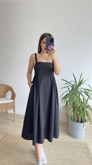 Orj Marka Sırtı Gipeli Poplin Elbise