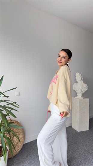 Magaret Yaka Dantel Detaylı Sweatshirt