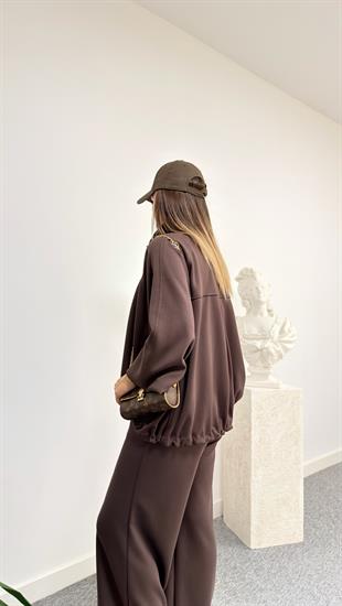 Kahve Sonya Ceket Pantolon Modal Takım