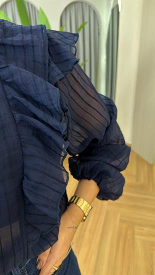 Lacivert Sloni Fırfır Detaylı Gömlek