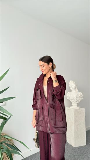 Bordo Vuaye Cep Detaylı Takım