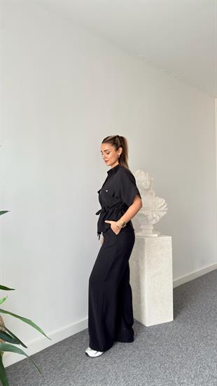 Siyah Resa Gold Fermuarlı Tensel Takım