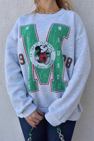 Mickey Mouse Baskı Gri Sweat
