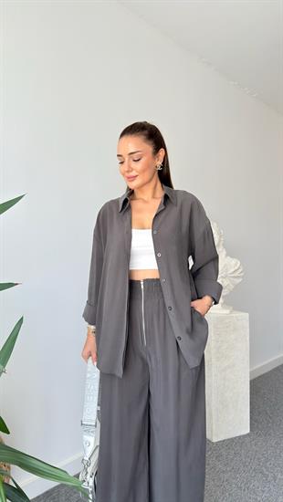 Haki Zegan Sırt Fermuarlı Tensel Takım