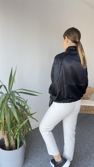 Saten Zra Model Siyah Bomber Ceket