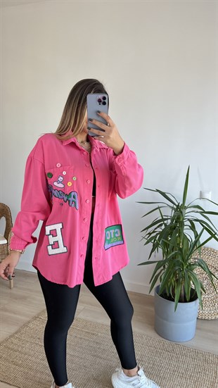 Arma Detaylı Pembe Tasarım Ceket
