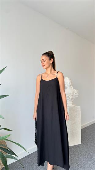 Siyah Ruma Askılı Elbise 