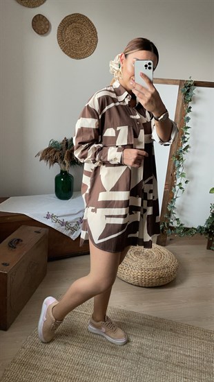 Desenli Oversize Gömlek