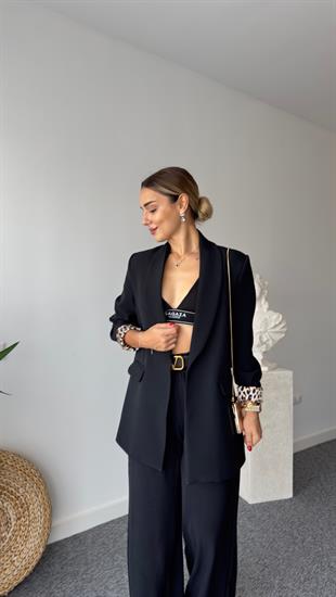Şal Yaka Leopar Astarlı Blazer Ceket