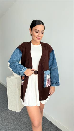 Kahve Liesta Kot Garnili Hırka