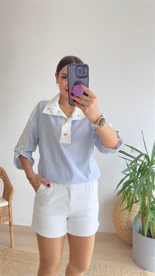 Berta Çizgili Poplin Gömlek
