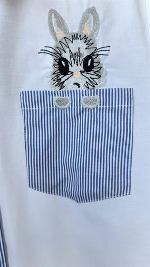 Tavşan İşlemeli Beyaz Gömlek