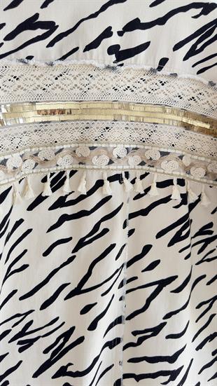 Viva Sırtı İşlemeli Zebra Desenli Ceket