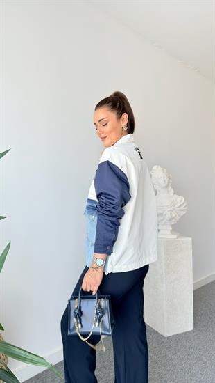Lacivert Gorgeous Yazılı Garnili Ceket