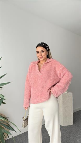 Pembe Frome Polo Yaka Kazak