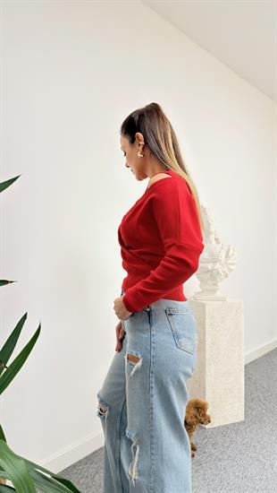 Kırmızı Çift Katlı Zra Model Triko