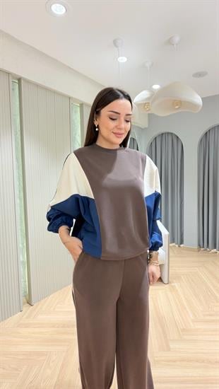 Kahve Color Blok Mix Tasarım Takım