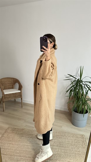 Camel Astarlı Buklet Kaban