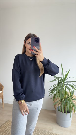 Modal Kumaş Lacivert Basic Sweat