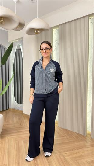 Lacivert Jeus Marka Model Broşlu Takım