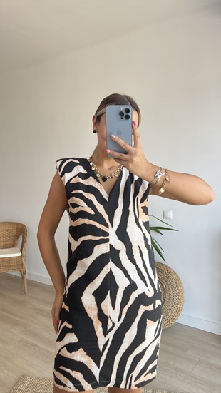 Zebra Desen Vatkalı Marka Model Elbise